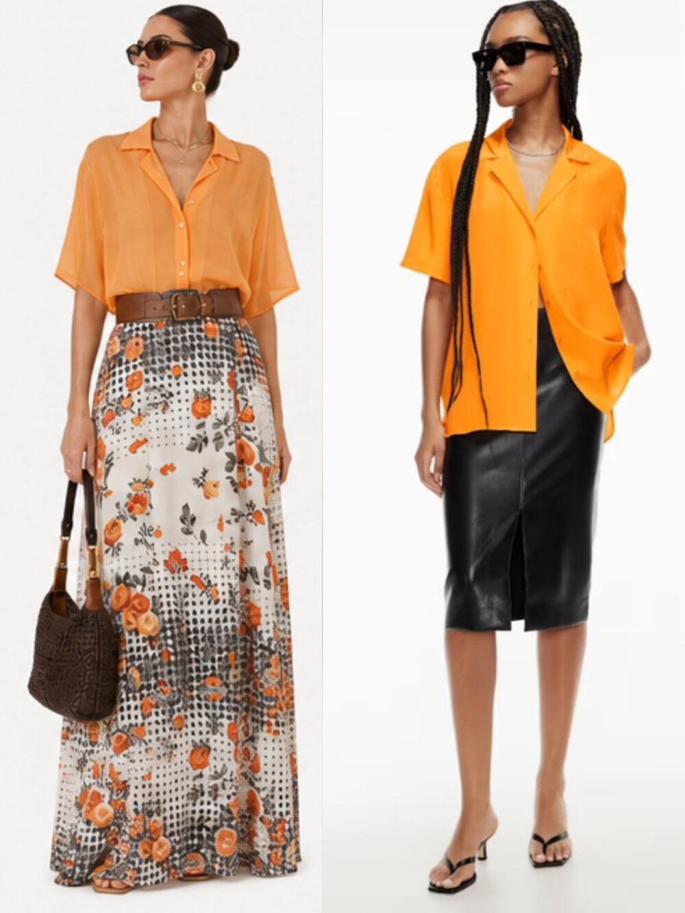Babaton Academy Silk Short Sleeve Blouse Tangelo Orange